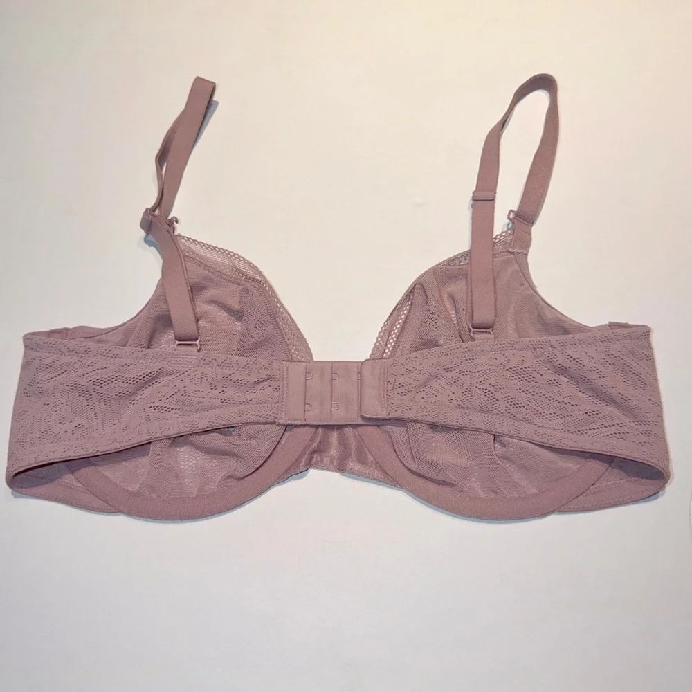 Soma Unlined Elderberry Mauve Lace Perfect‎ Coverage Underwire Bra Sz 36D